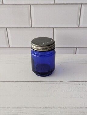 Vintage cobalt blue glass jar Vicks Vaporub Glass Jar